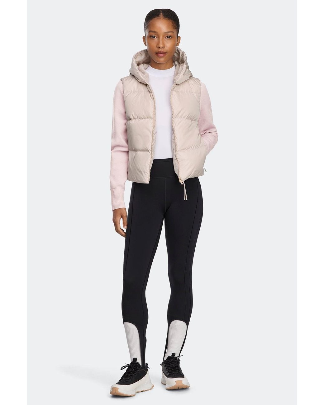 Canada Goose Natural Hybridge Wide Quilt Knit Hoodie Tonal Disc
