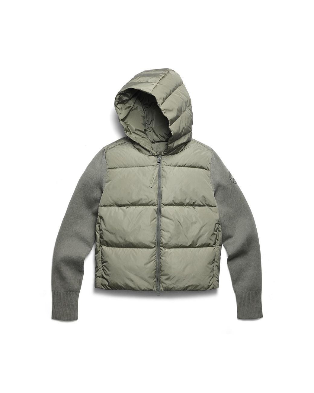 Canada Goose Green Hybridge Wide Quilt Knit Hoodie Tonal Disc