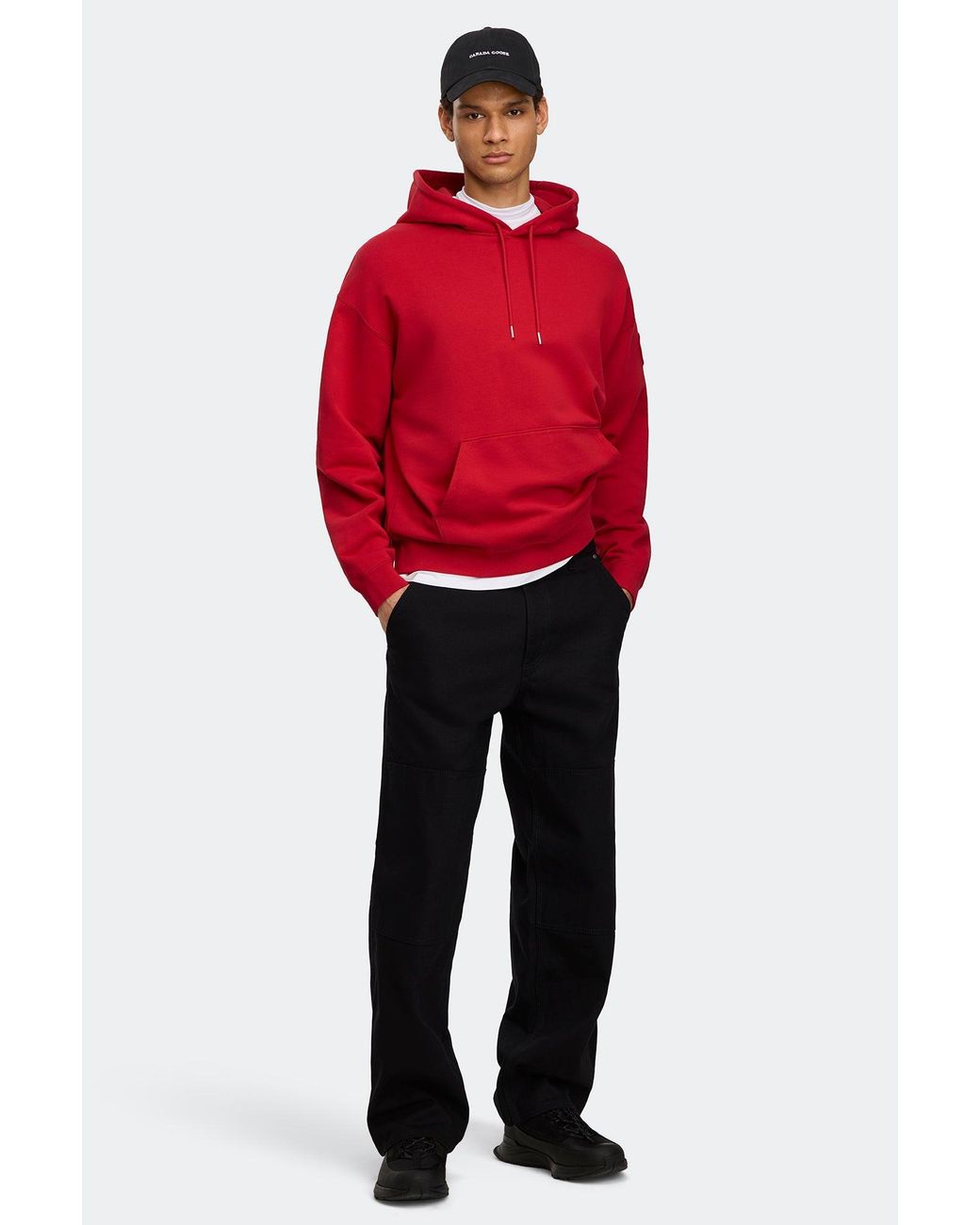 Canada Goose Red Rove Hoodie Tonal Disc for men