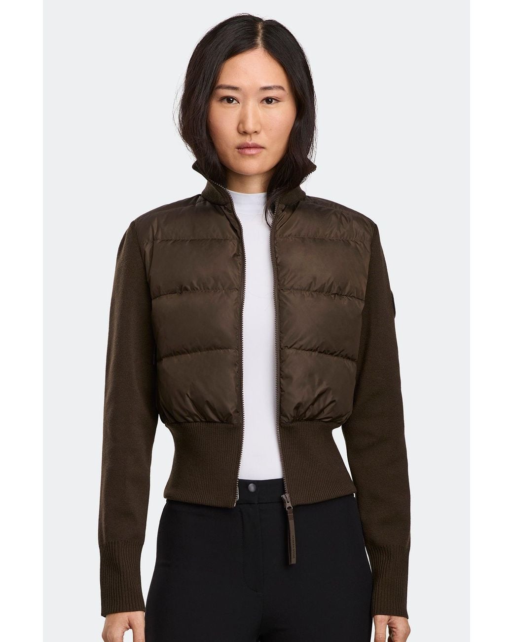Canada Goose Black Hybridge Wide Quilt Knit Jacket Tonal Disc