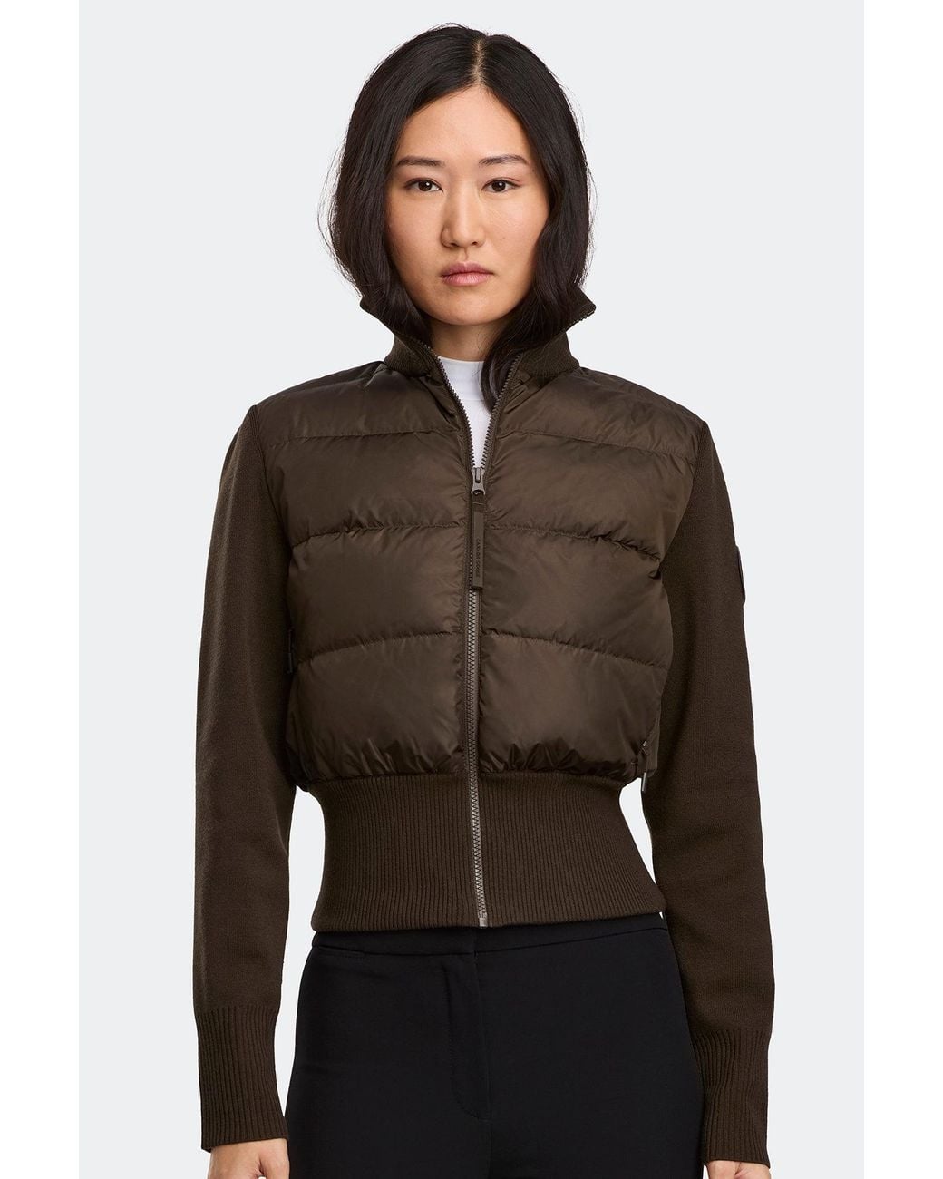 Canada Goose Black Hybridge Wide Quilt Knit Jacket Tonal Disc