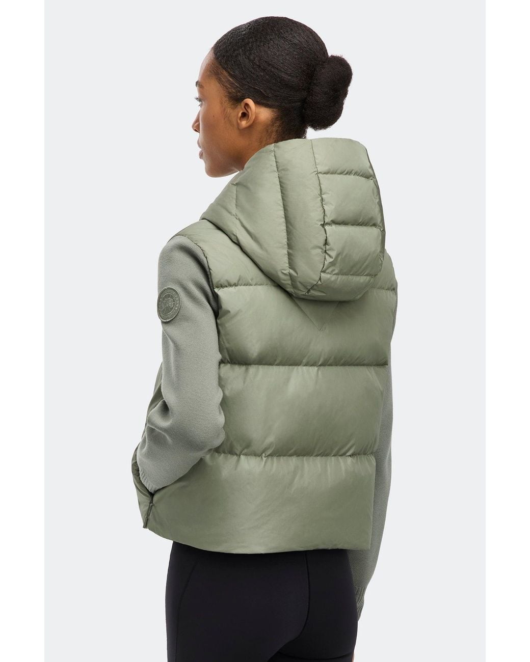 Canada Goose Green Hybridge Wide Quilt Knit Hoodie Tonal Disc