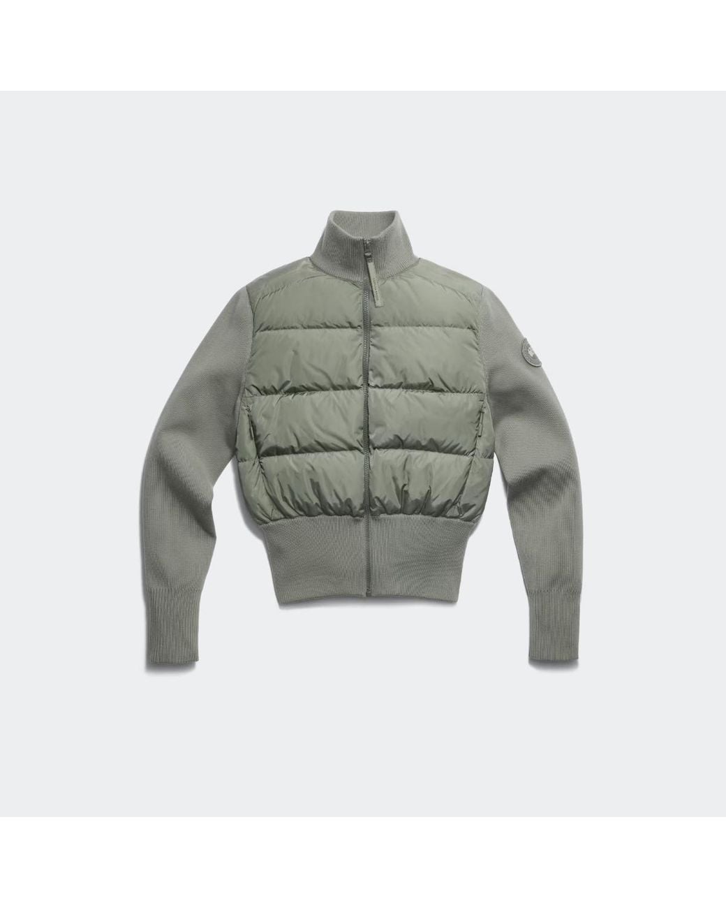 Canada Goose Gray Hybridge Wide Quilt Knit Jacket Tonal Disc
