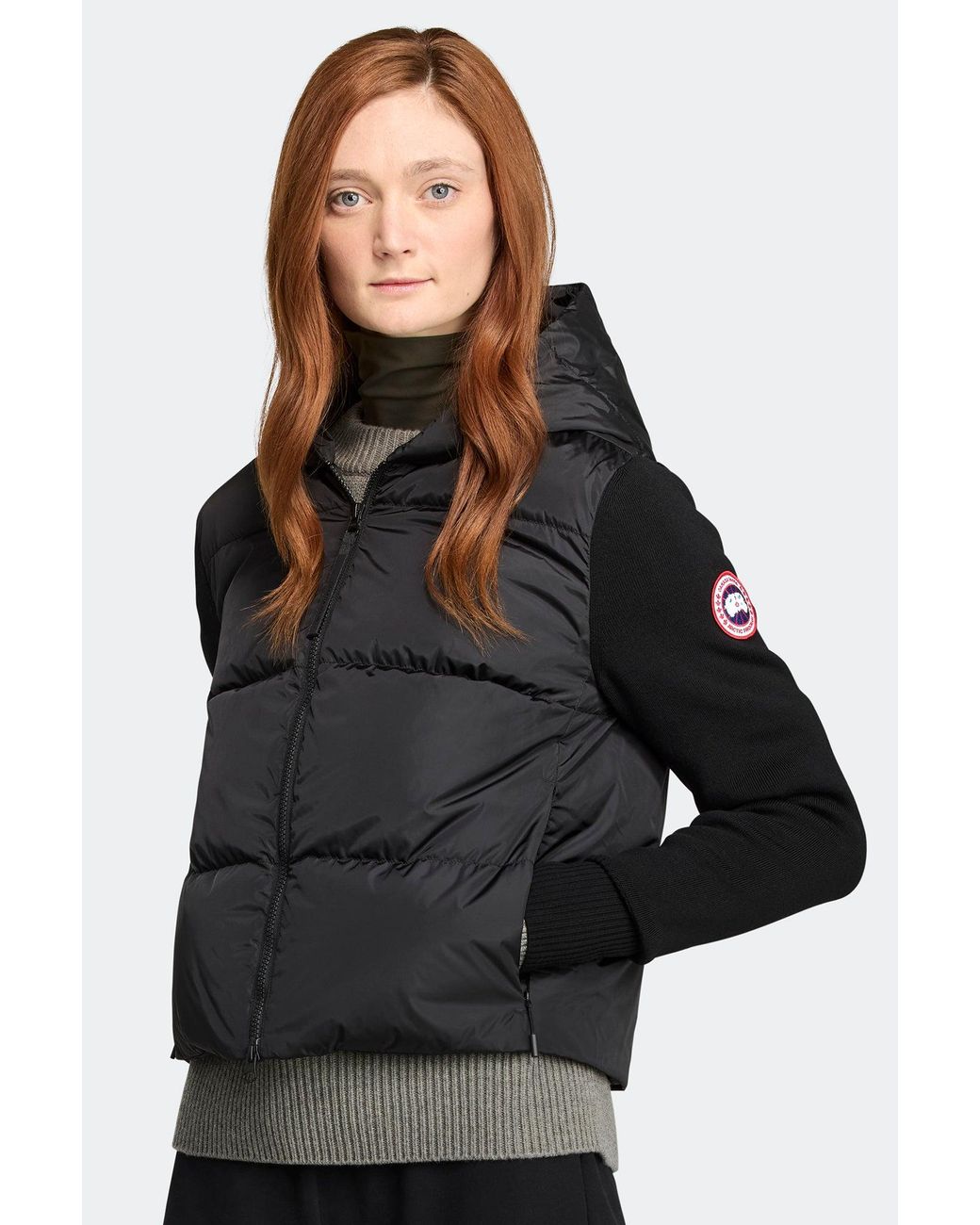 Canada Goose Black Hybridge Wide Quilt Knit Hoodie