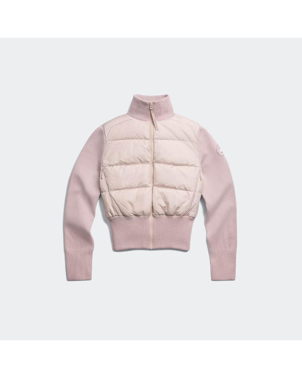 Canada Goose Pink Hybridge Wide Quilt Knit Jacket Tonal Disc
