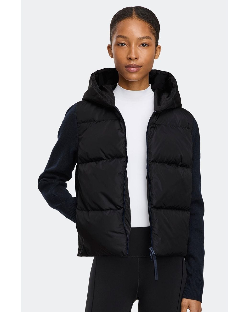 Canada Goose Black Hybridge Wide Quilt Knit Hoodie Tonal Disc