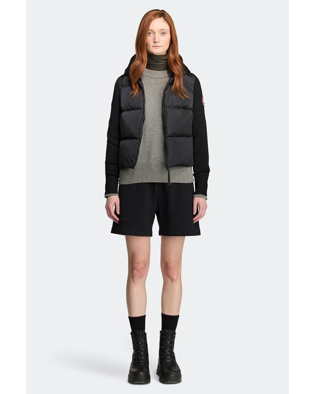 Canada Goose Black Hybridge Wide Quilt Knit Hoodie