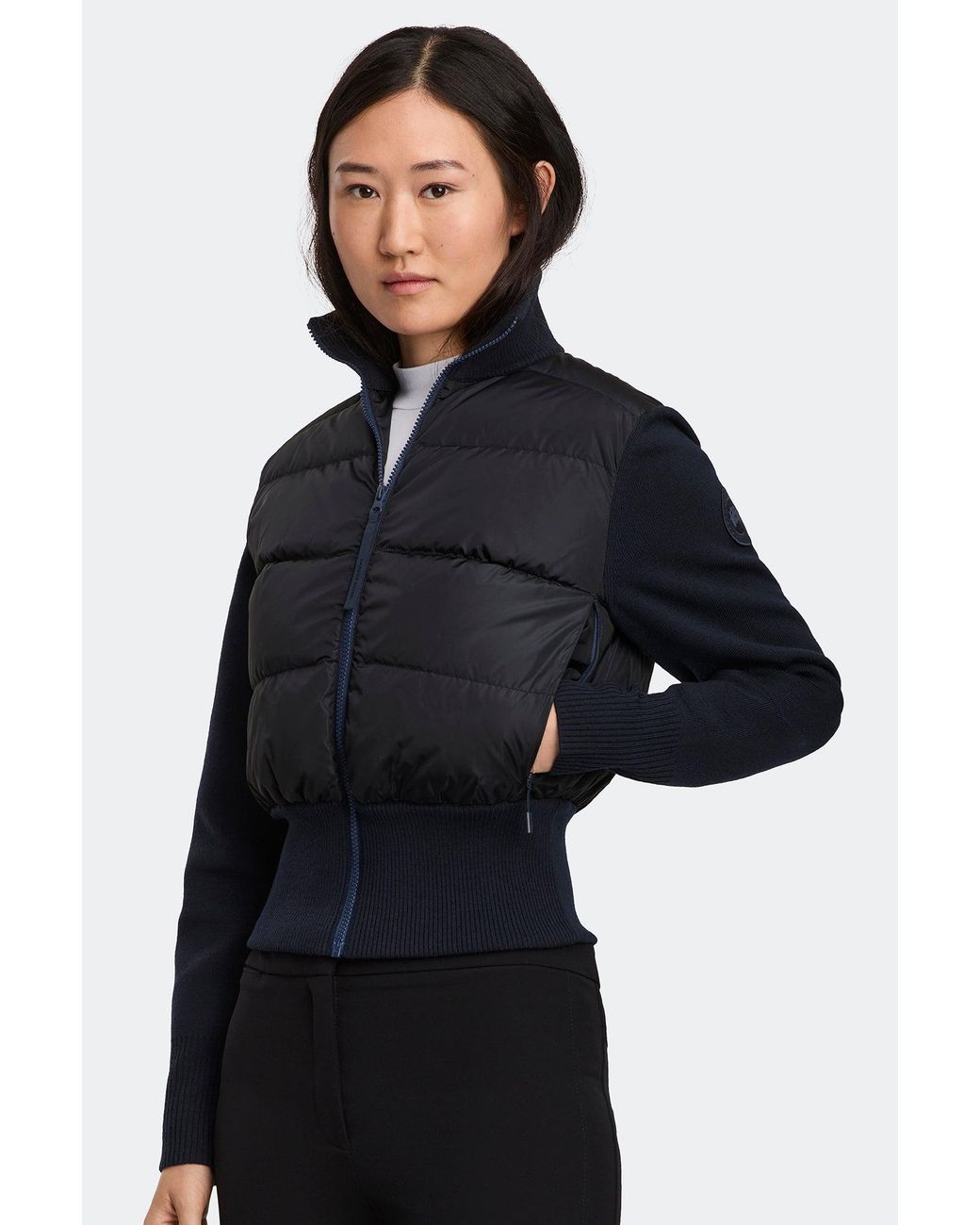 Canada Goose Blue Hybridge Wide Quilt Knit Jacket Tonal Disc
