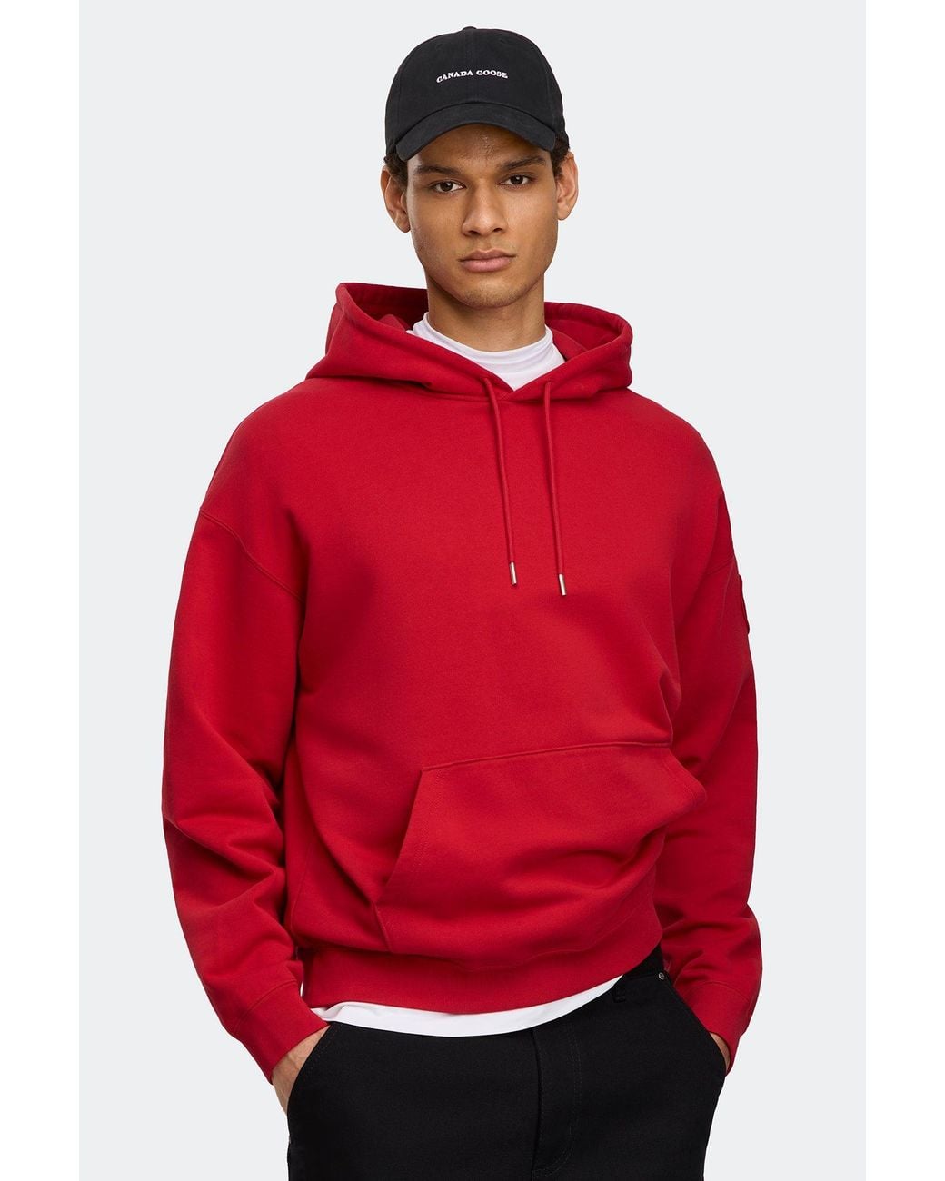 Canada Goose Red Rove Hoodie Tonal Disc for men