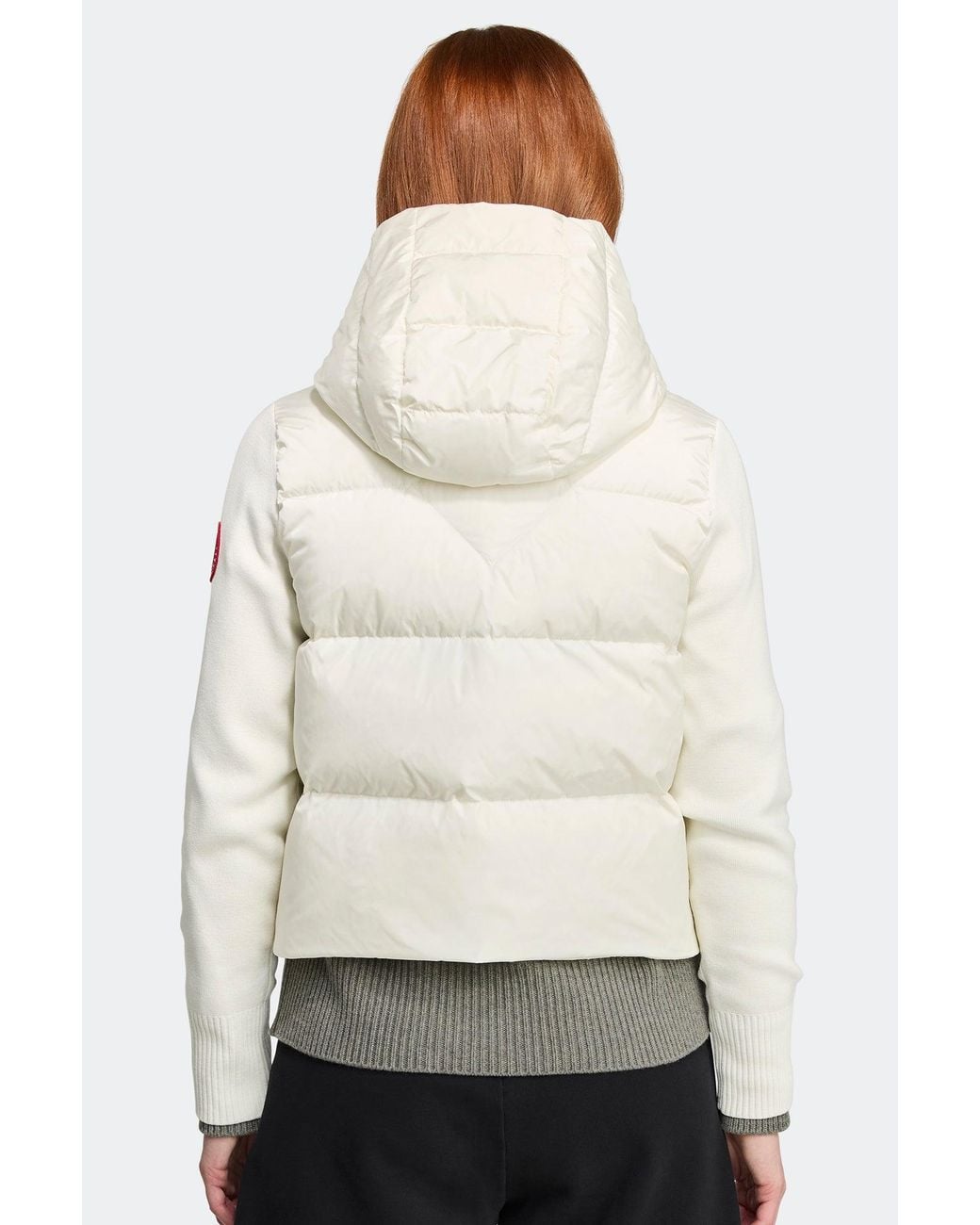 Canada Goose White Hybridge Wide Quilt Knit Hoodie