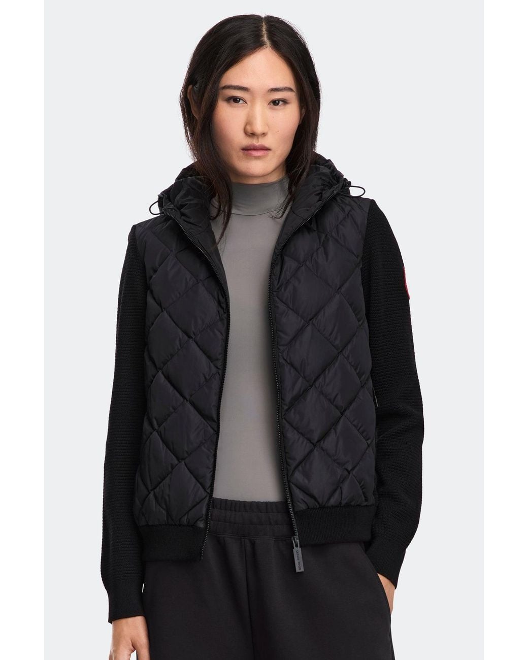 Canada Goose Black Hybridge Quilted Knit Hoodie