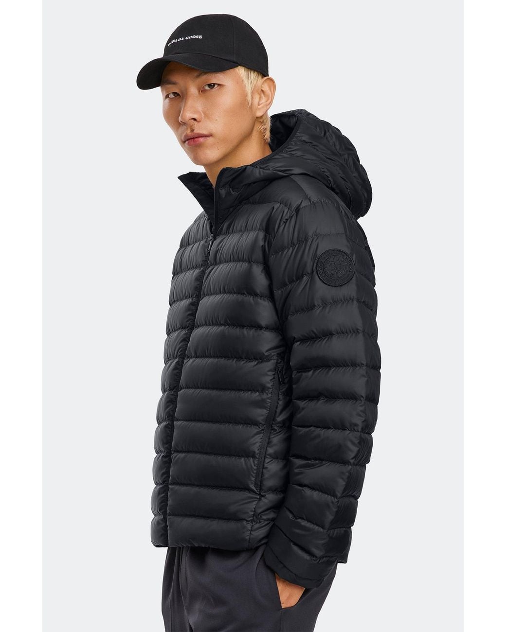 Canada Goose Black Stratus Hoodie Tonal Disc for men
