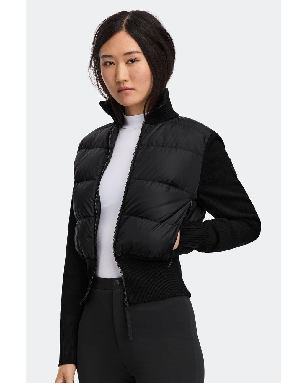 Canada Goose Black Hybridge Wide Quilt Knit Jacket Tonal Disc