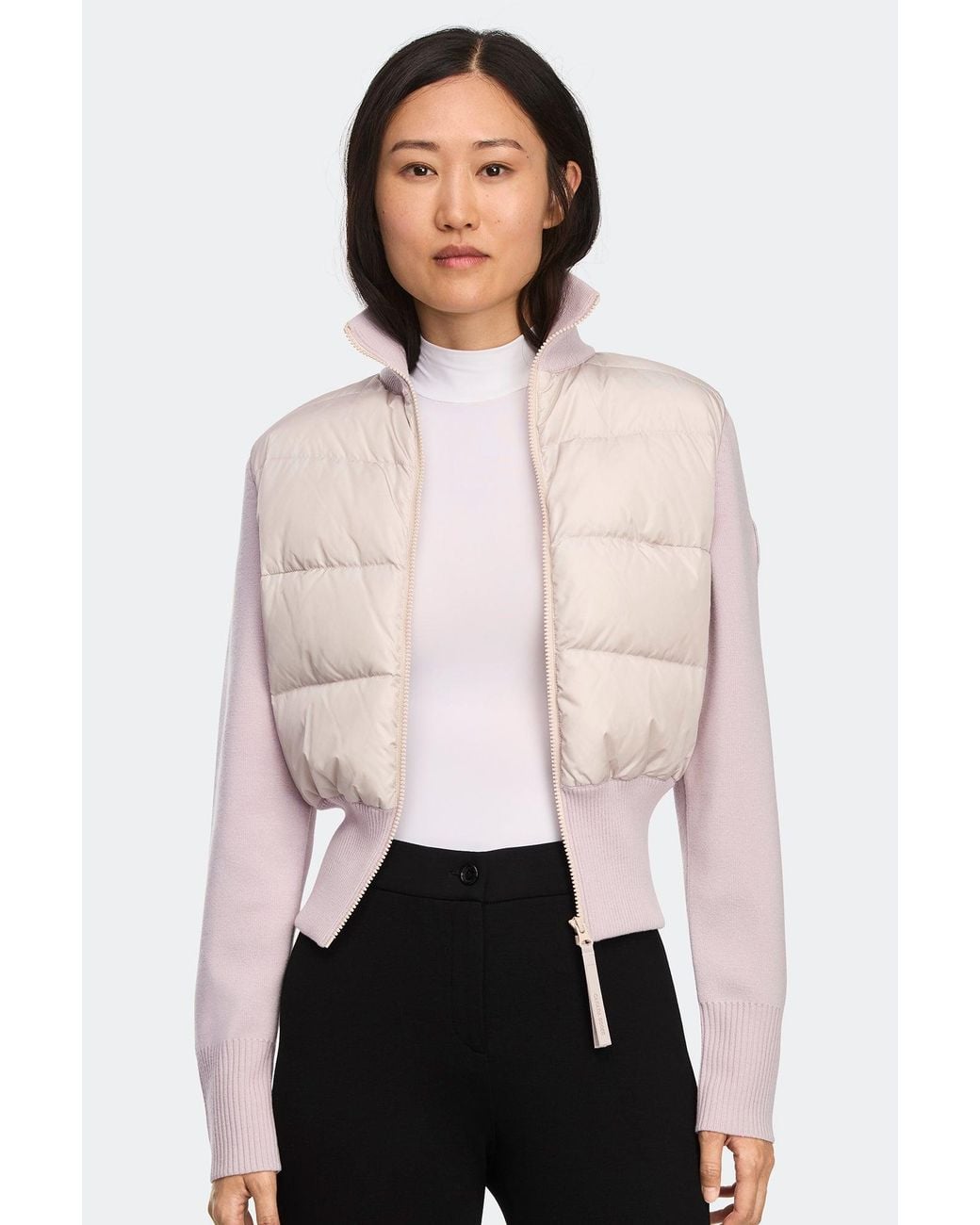 Canada Goose White Hybridge Wide Quilt Knit Jacket Tonal Disc