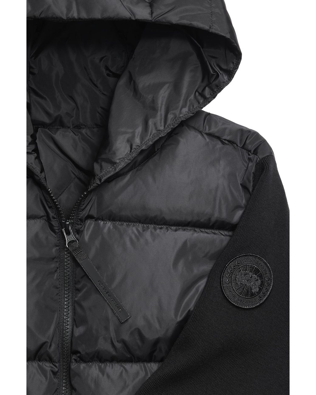 Canada Goose Black Hybridge Wide Quilt Knit Hoodie Tonal Disc