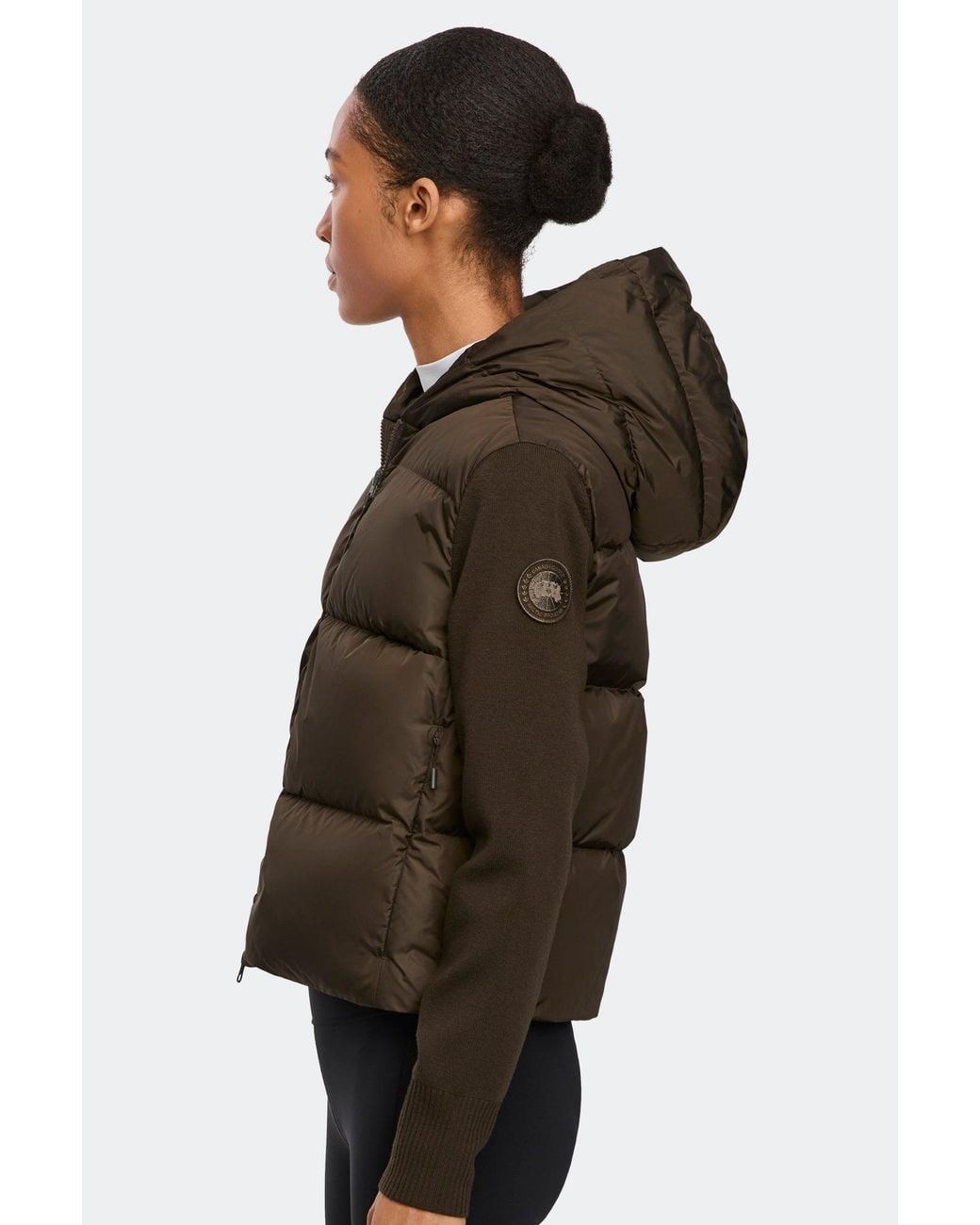 Canada Goose Black Hybridge Wide Quilt Knit Hoodie Tonal Disc