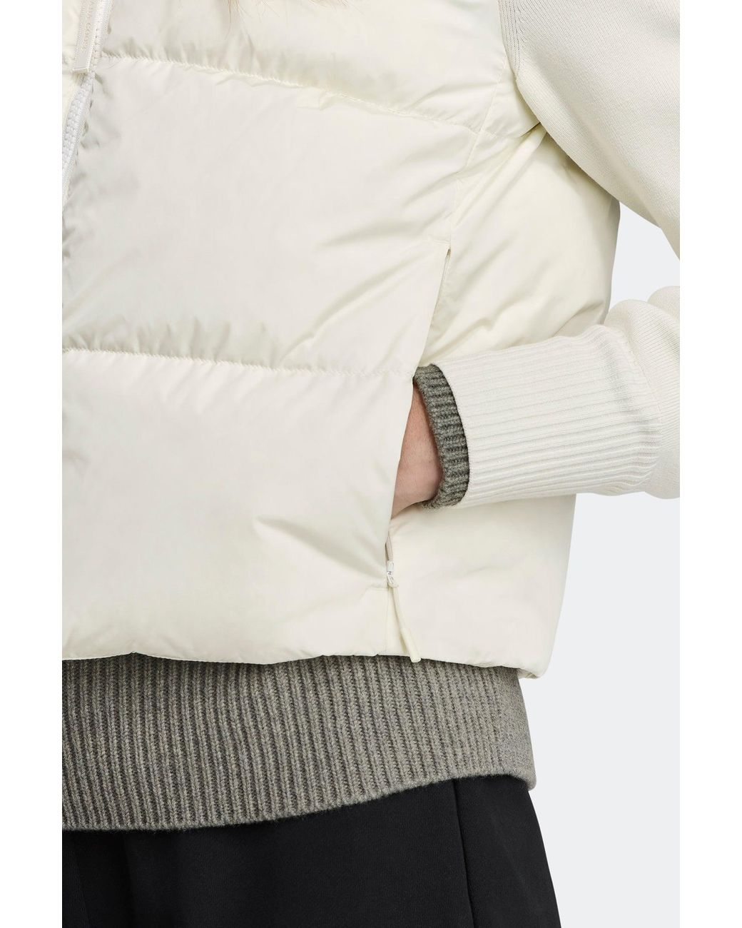 Canada Goose White Hybridge Wide Quilt Knit Hoodie