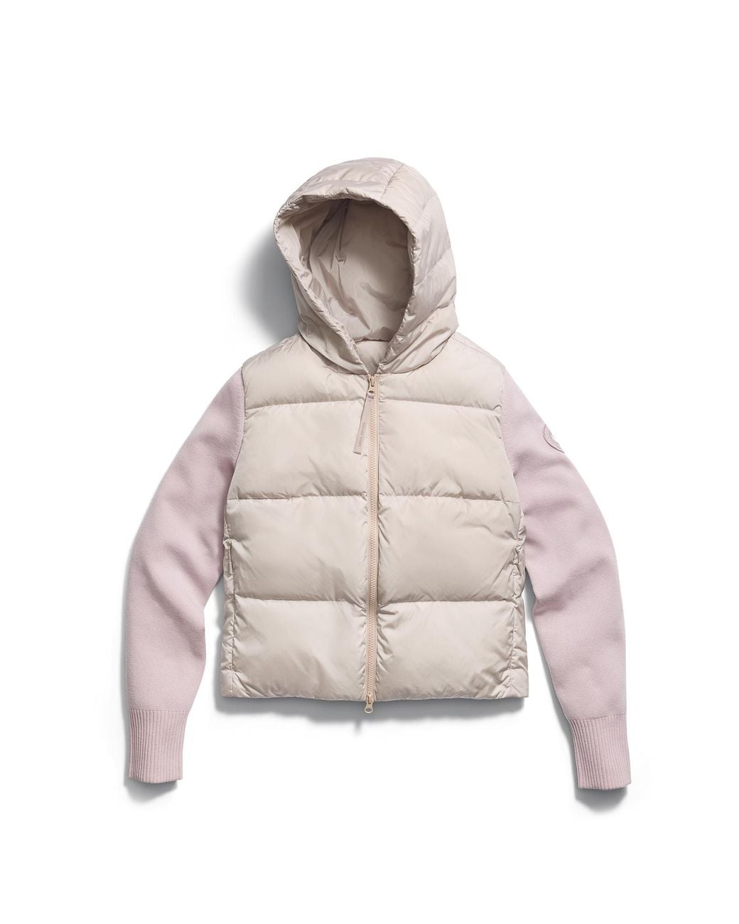 Canada Goose Natural Hybridge Wide Quilt Knit Hoodie Tonal Disc
