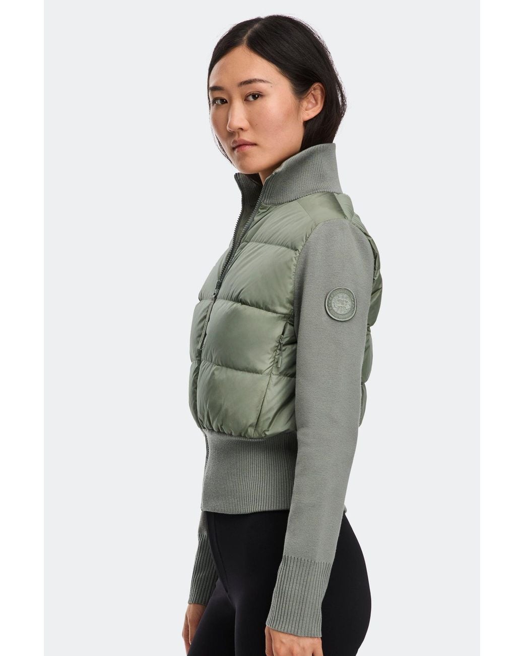 Canada Goose Green Hybridge Wide Quilt Knit Jacket Tonal Disc