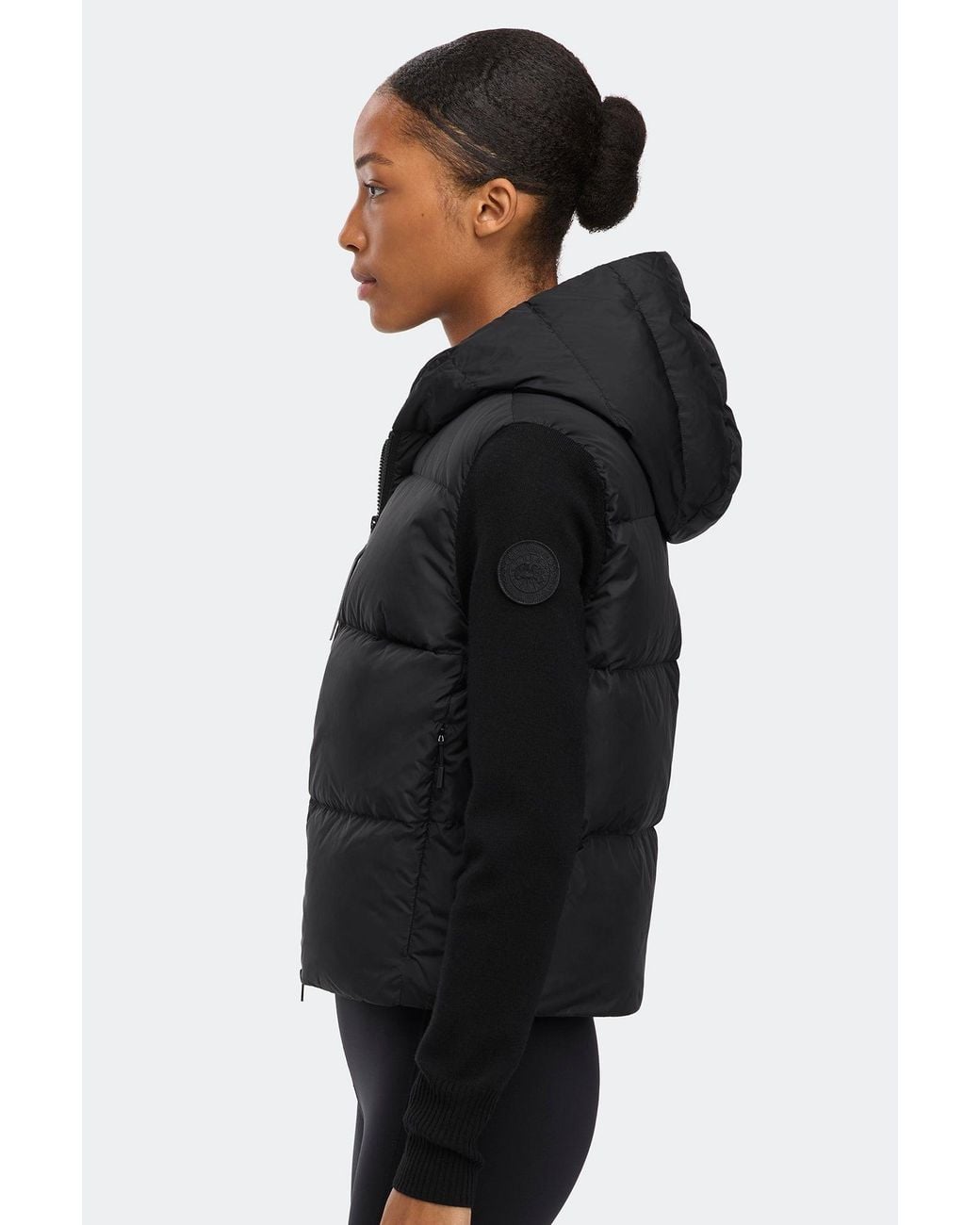 Canada Goose Black Hybridge Wide Quilt Knit Hoodie Tonal Disc