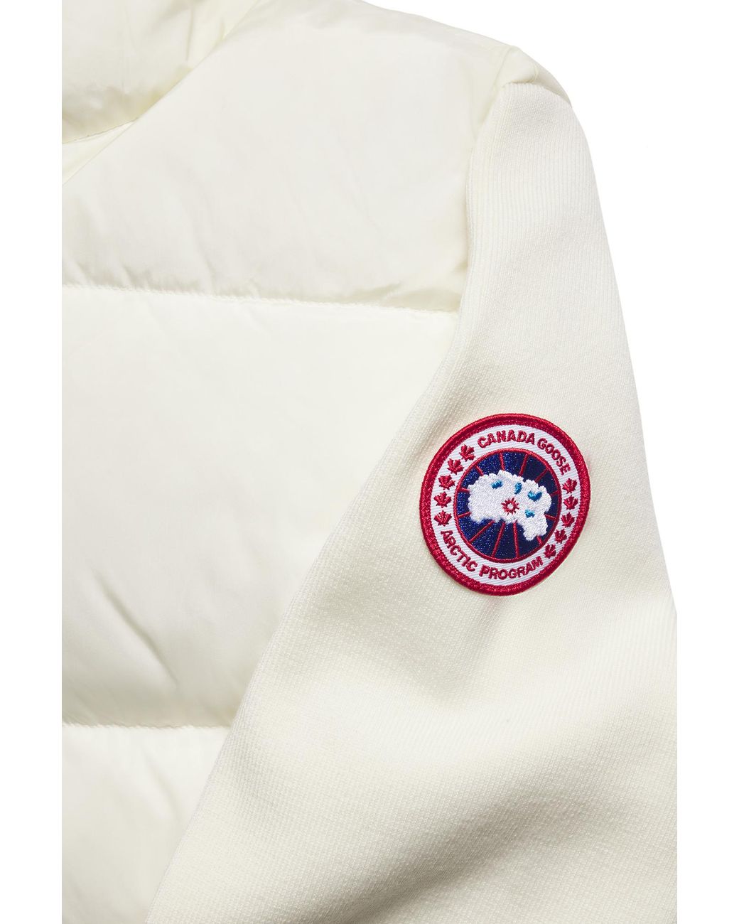 Canada Goose White Hybridge Wide Quilt Knit Hoodie