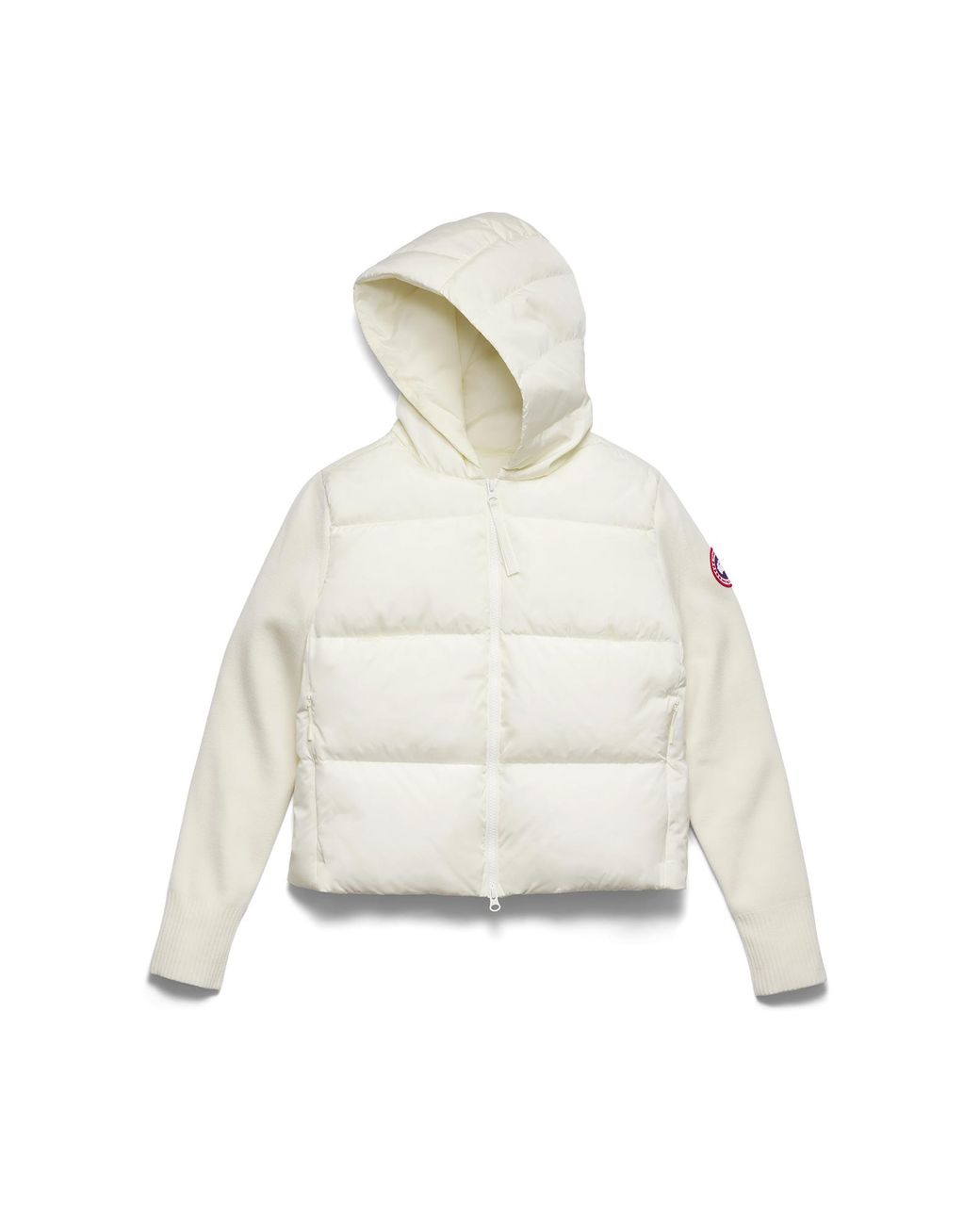 Canada Goose White Hybridge Wide Quilt Knit Hoodie