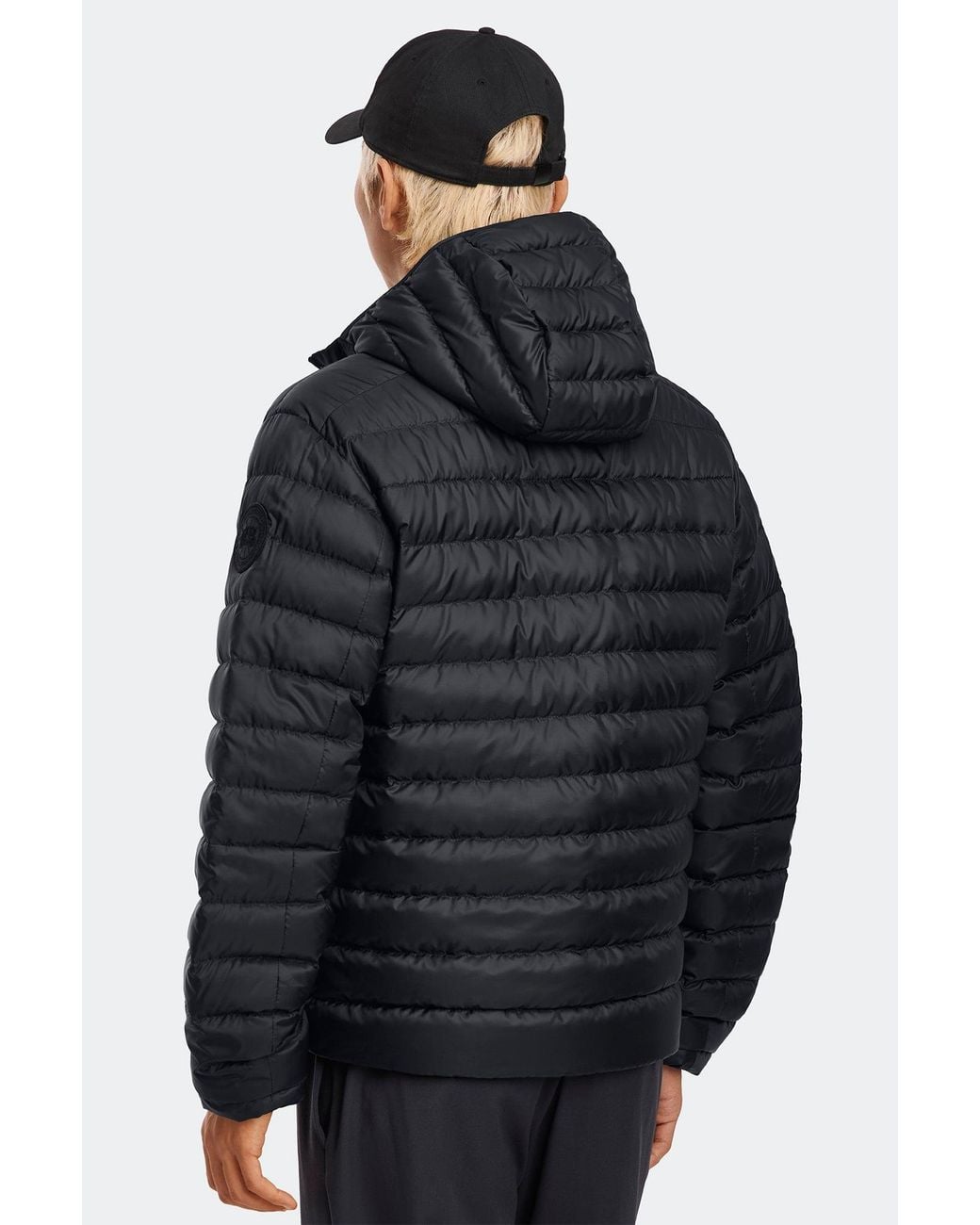 Canada Goose Black Stratus Hoodie Tonal Disc for men