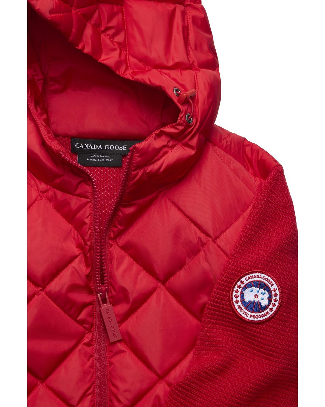 Canada Goose Red Hybridge Quilted Knit Hoodie