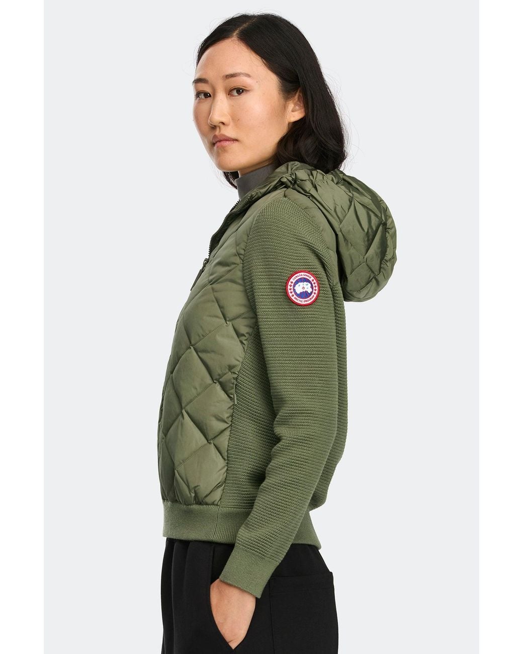 Canada Goose Green Hybridge Quilted Knit Hoodie