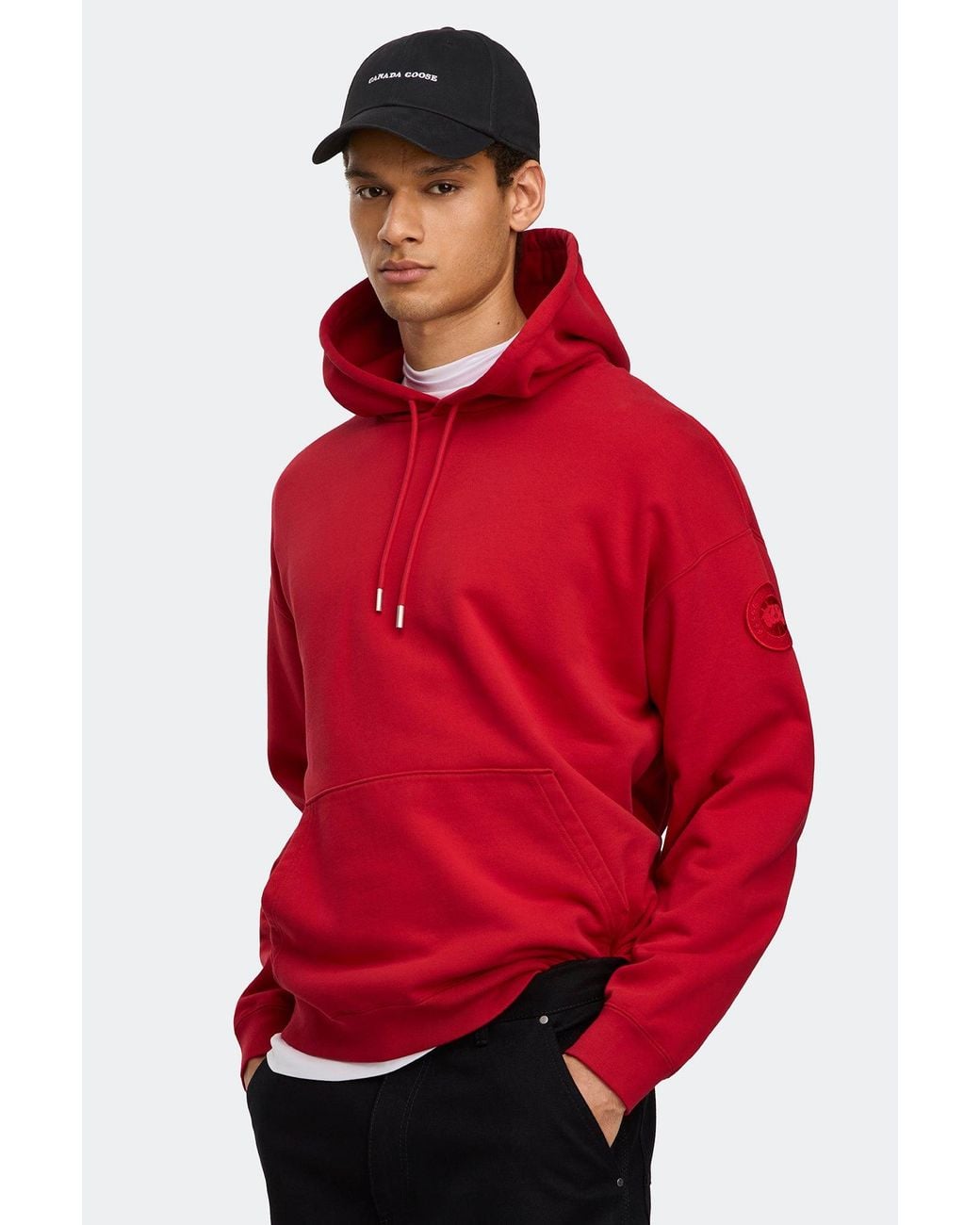 Canada Goose Red Rove Hoodie Tonal Disc for men