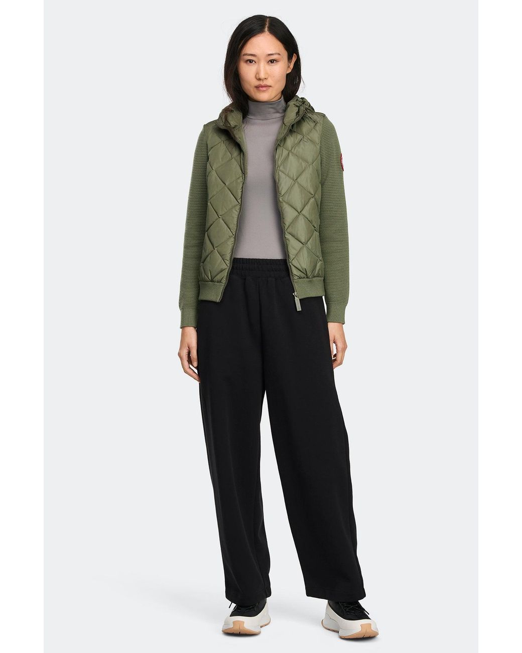 Canada Goose Green Hybridge Quilted Knit Hoodie