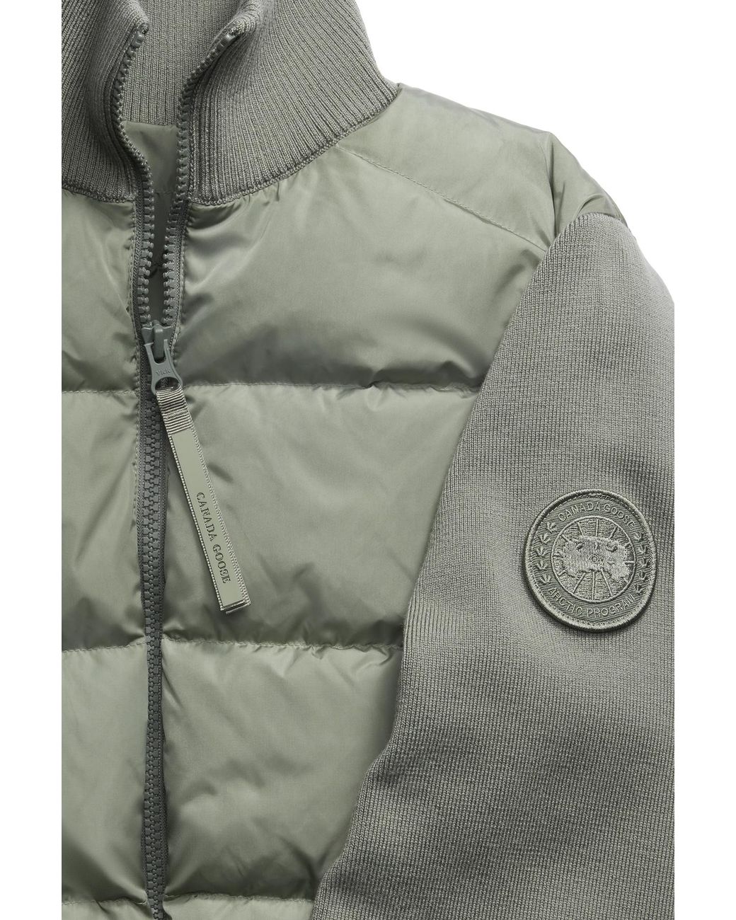 Canada Goose Green Hybridge Wide Quilt Knit Jacket Tonal Disc