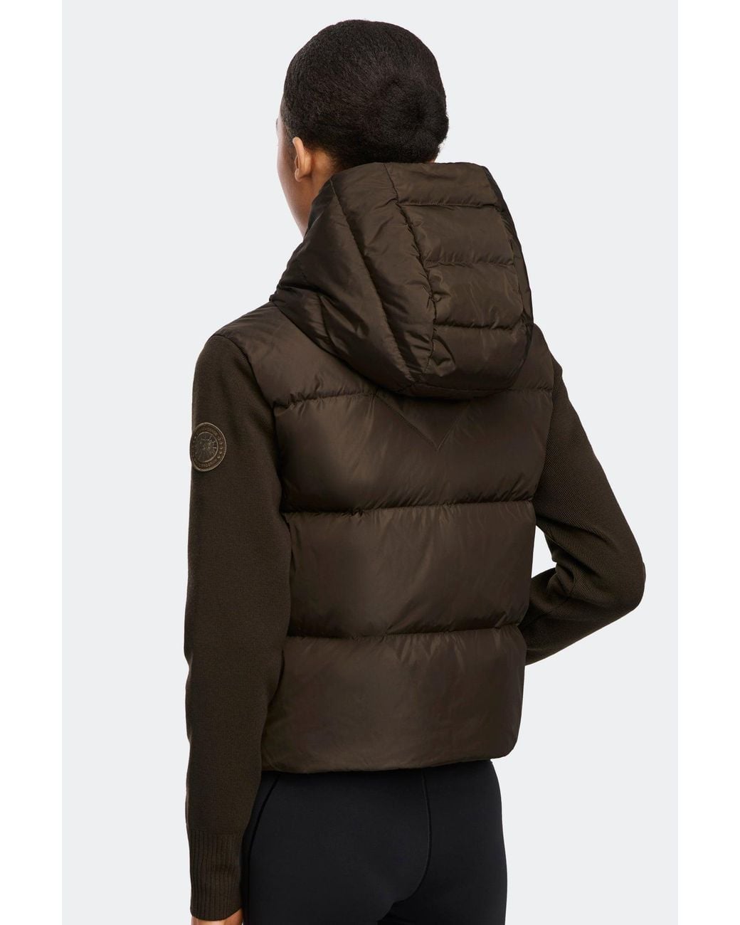 Canada Goose Black Hybridge Wide Quilt Knit Hoodie Tonal Disc