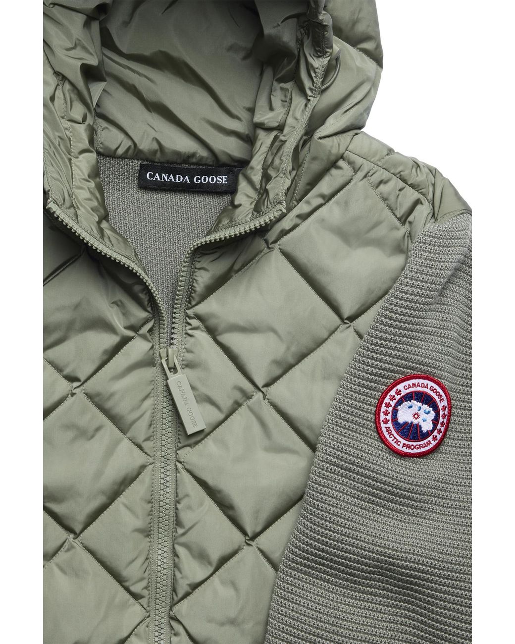Canada Goose Green Hybridge Quilted Knit Hoodie