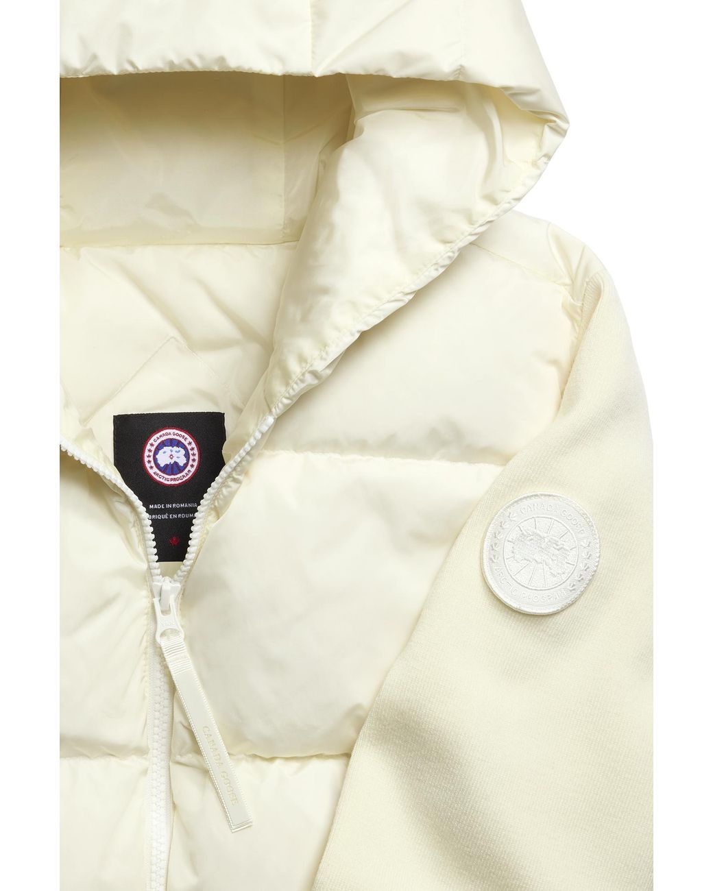 Canada Goose Natural Hybridge Wide Quilt Knit Hoodie Tonal Disc