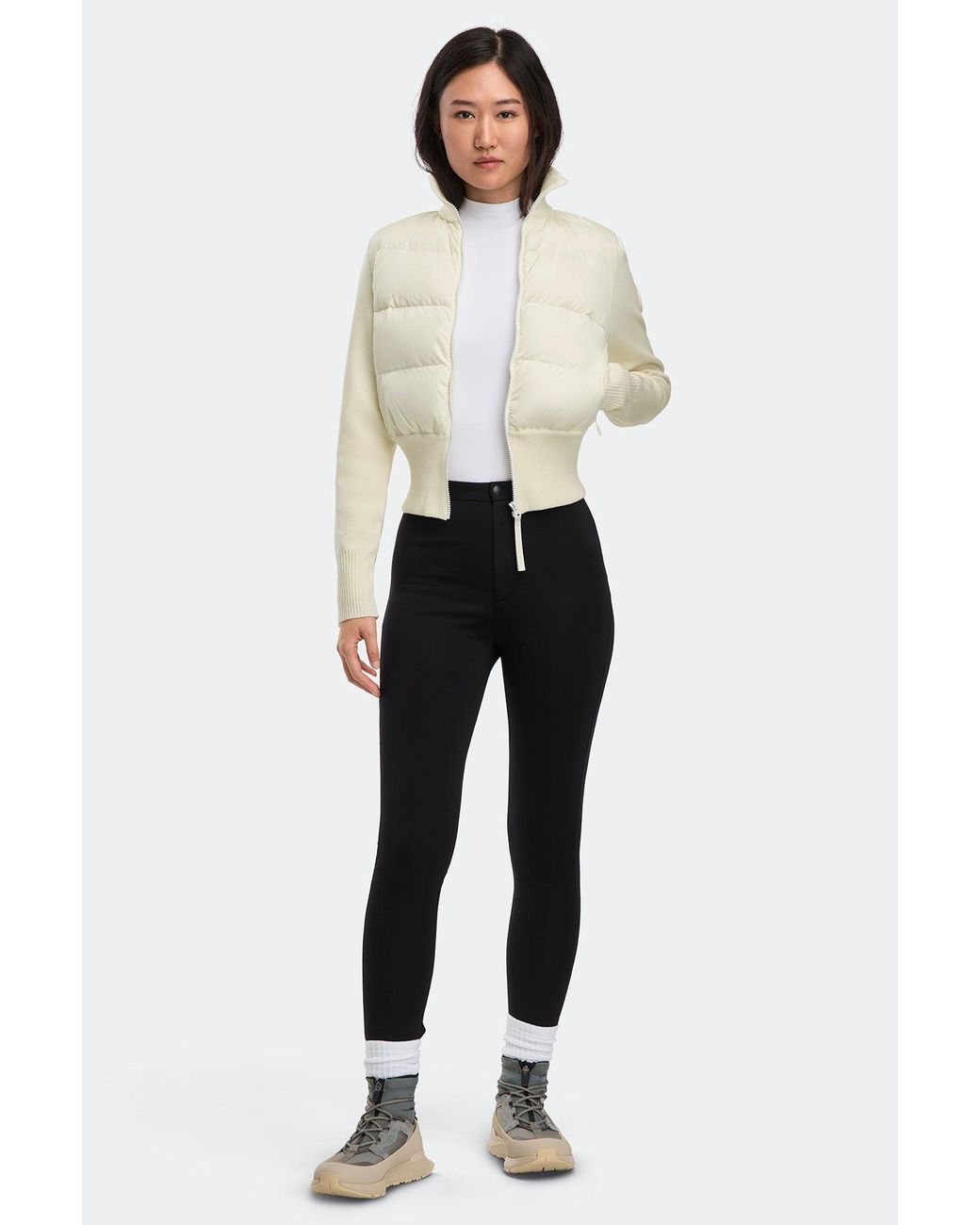Canada Goose White Hybridge Wide Quilt Knit Jacket Tonal Disc