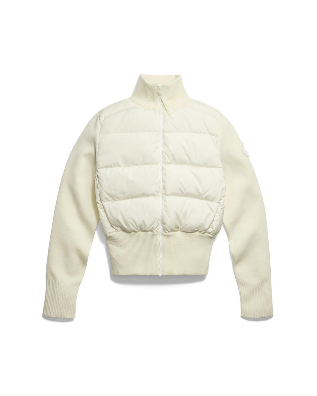 Canada Goose White Hybridge Wide Quilt Knit Jacket Tonal Disc