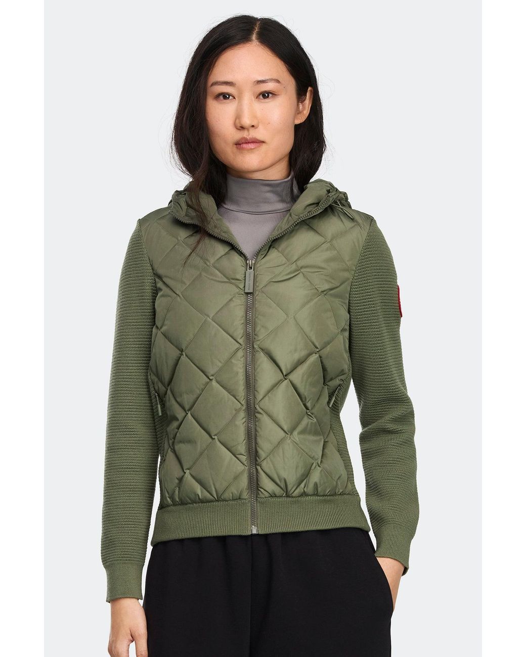 Canada Goose Green Hybridge Quilted Knit Hoodie