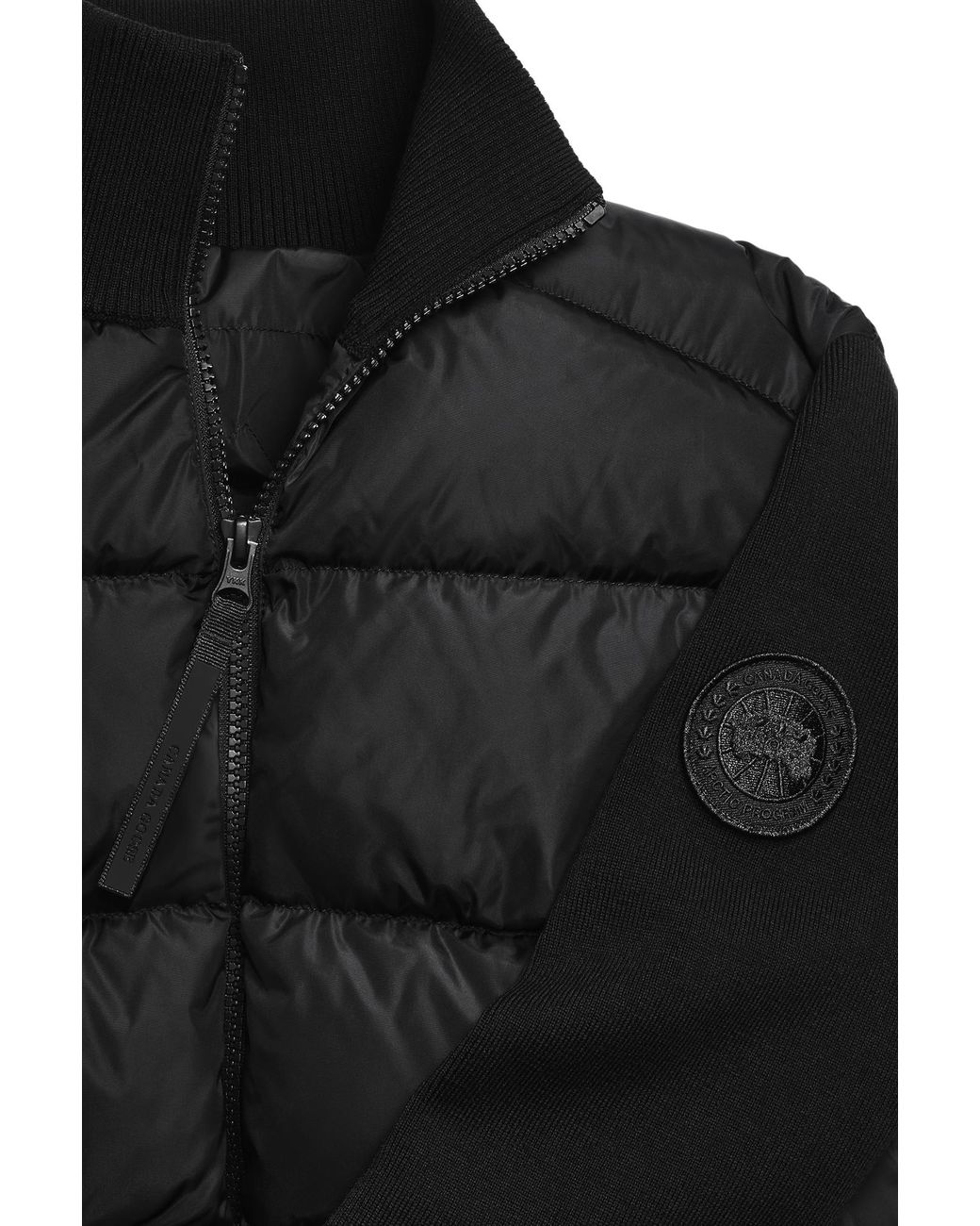 Canada Goose Black Hybridge Wide Quilt Knit Jacket Tonal Disc