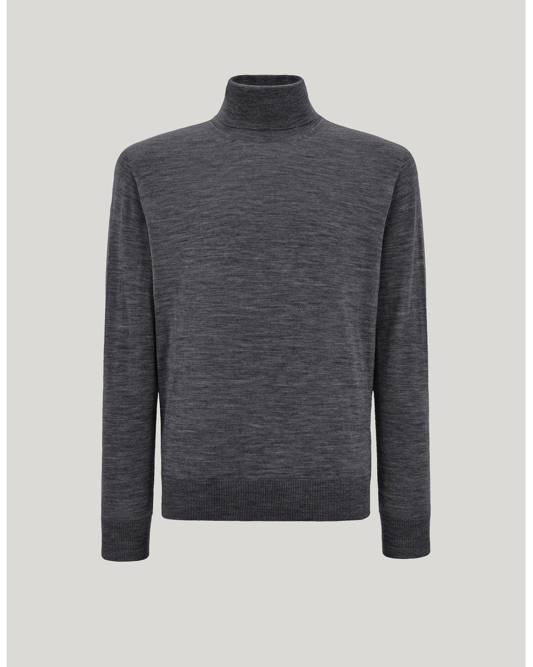 Canali Blue Nuvola Anthracite Seamless Merino Wool Turtleneck for men