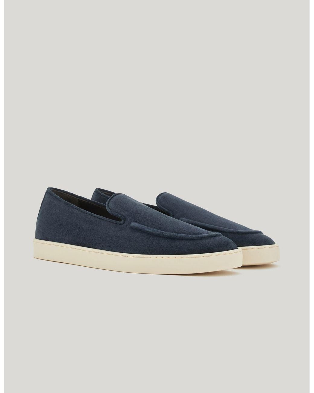 Canali Blue Suede Loafers With Rubber Sole for men