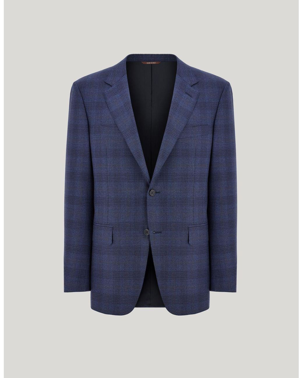 Canali Blue And Sand Wool Overcheck Regular-Fit Jacket for men