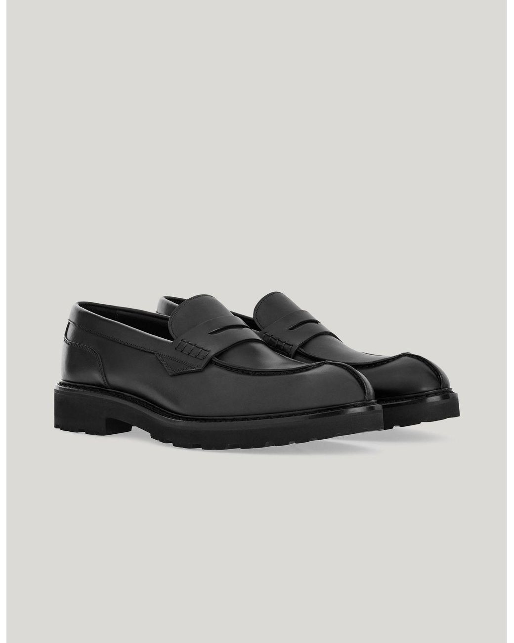 Canali Black Smooth Calfskin College Loafers With Ultra-Lightweight Sole for men
