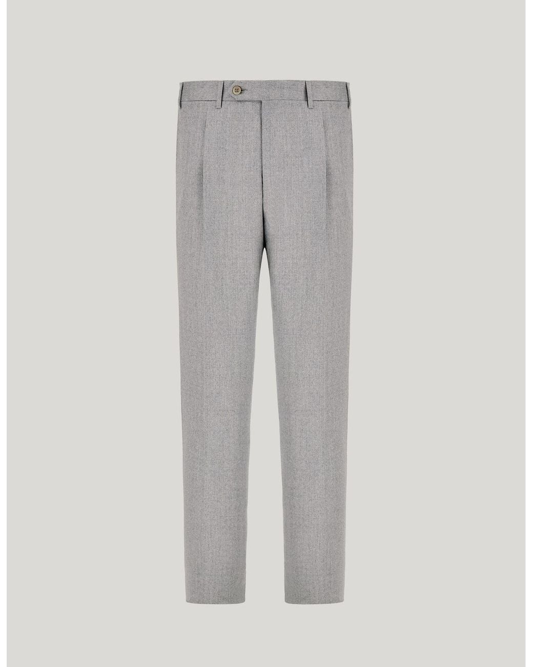 Canali Gray Light High-Waist Trousers for men