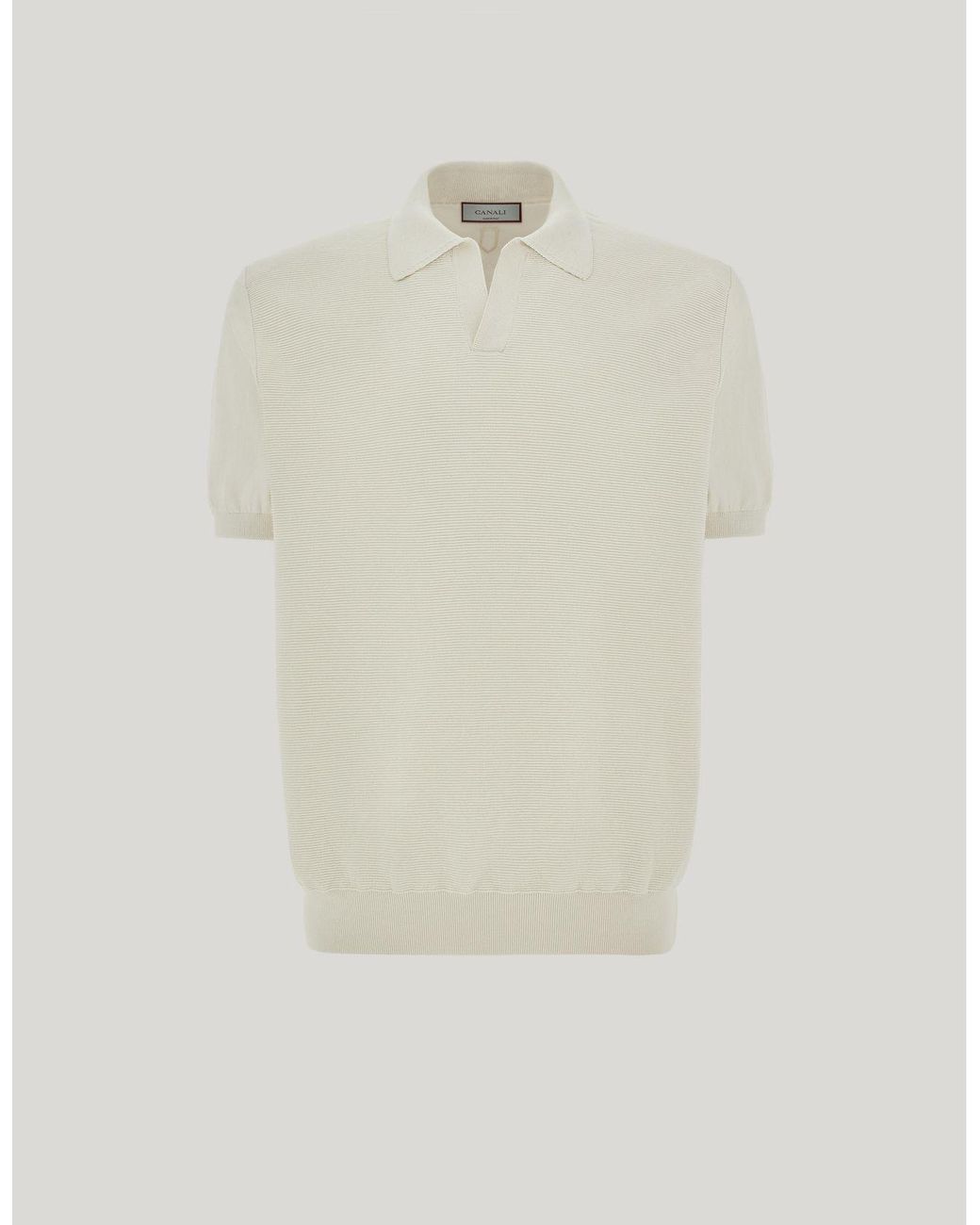 Canali White Short-Sleeved Milk-Coloured Cotton And Silk Polo Shirt, Regular Fit for men