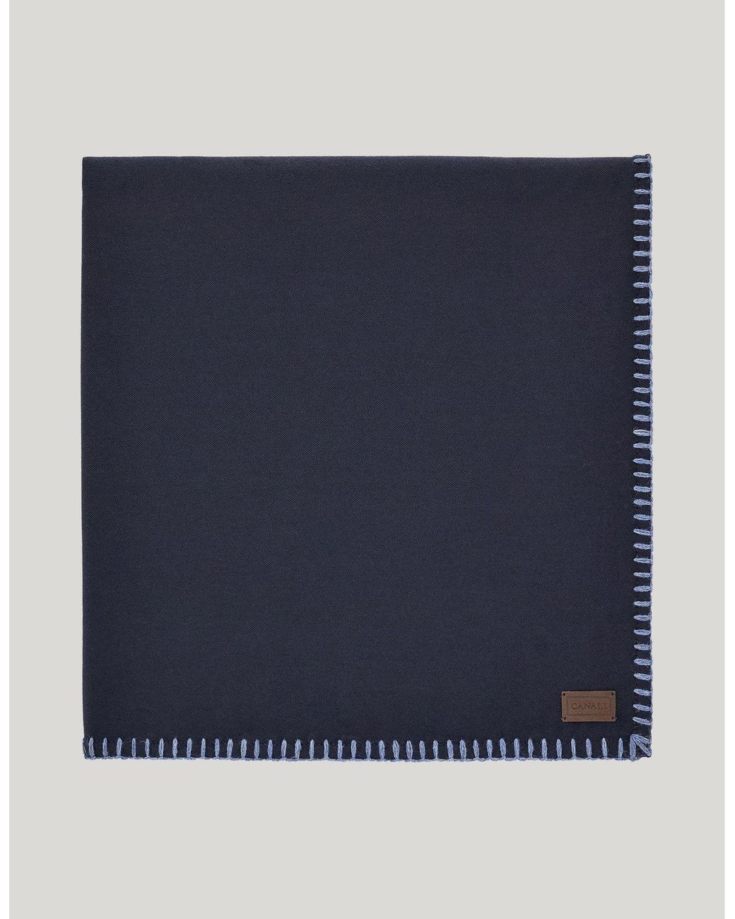 Canali Blue Pure Wool Travel Blanket With Saddle Stitch for men