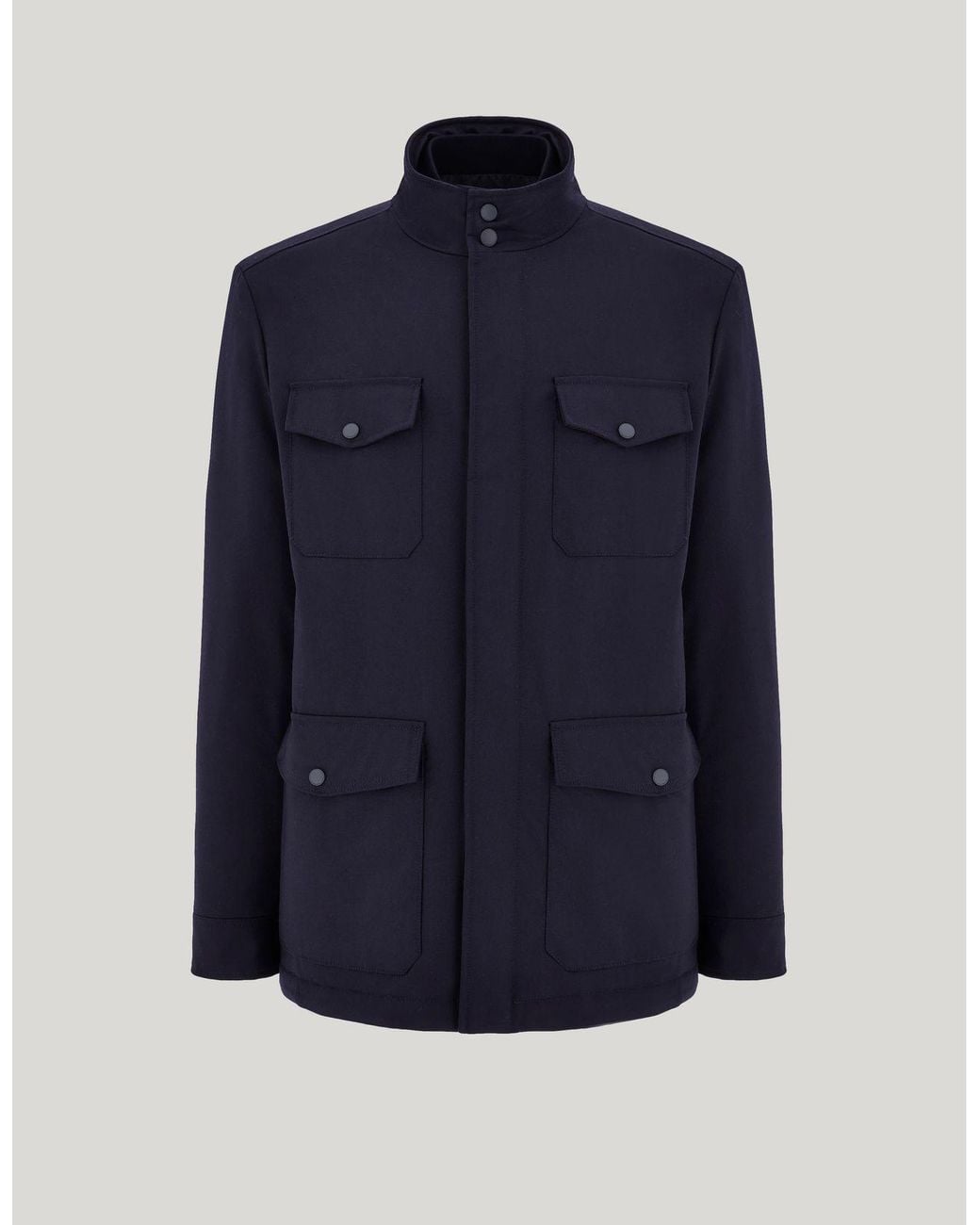 Canali Blue Wool Jacket With Detachable Hood for men