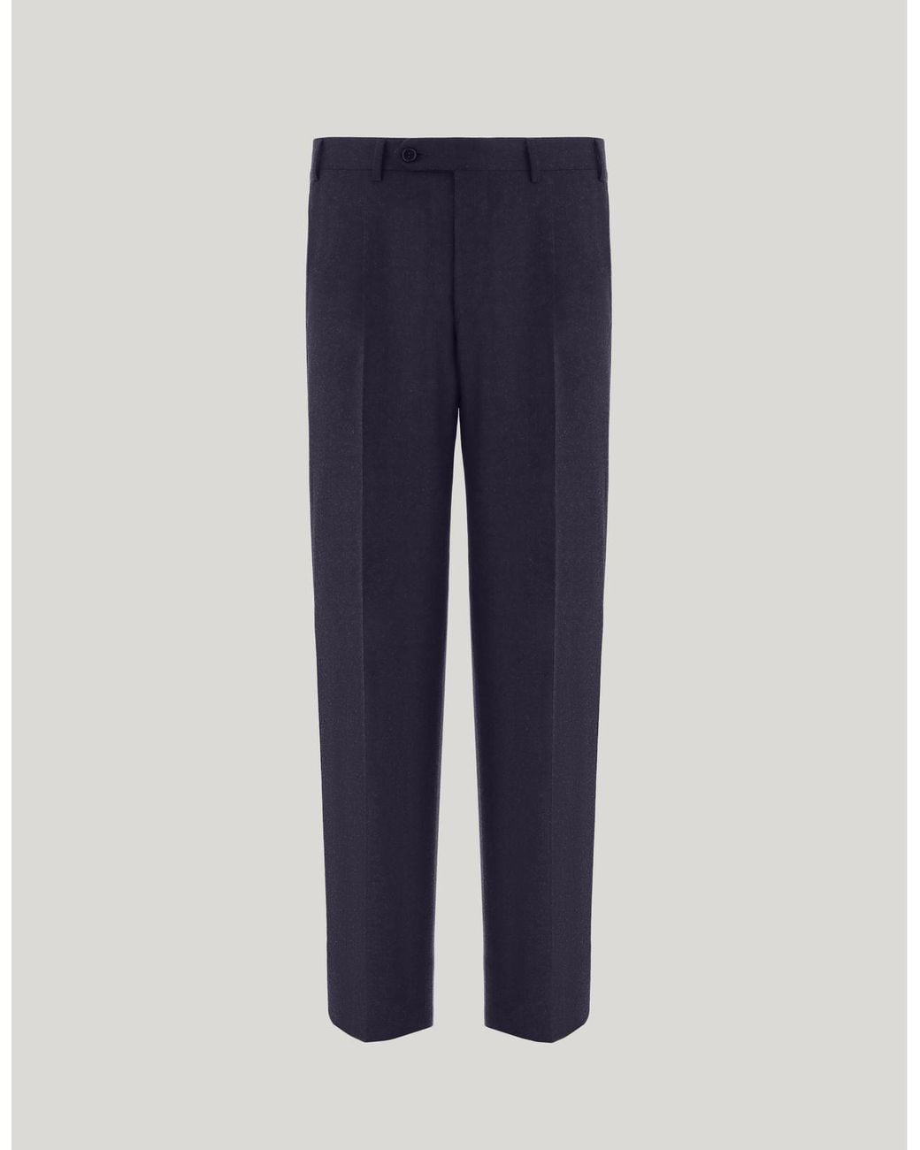 Canali Blue Pure Wool High-Waisted Flat-Front Trousers for men