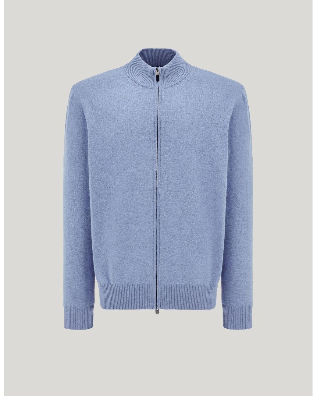 Canali Blue Air Force Wool And Cashmere Full-Zippered Cardigan for men