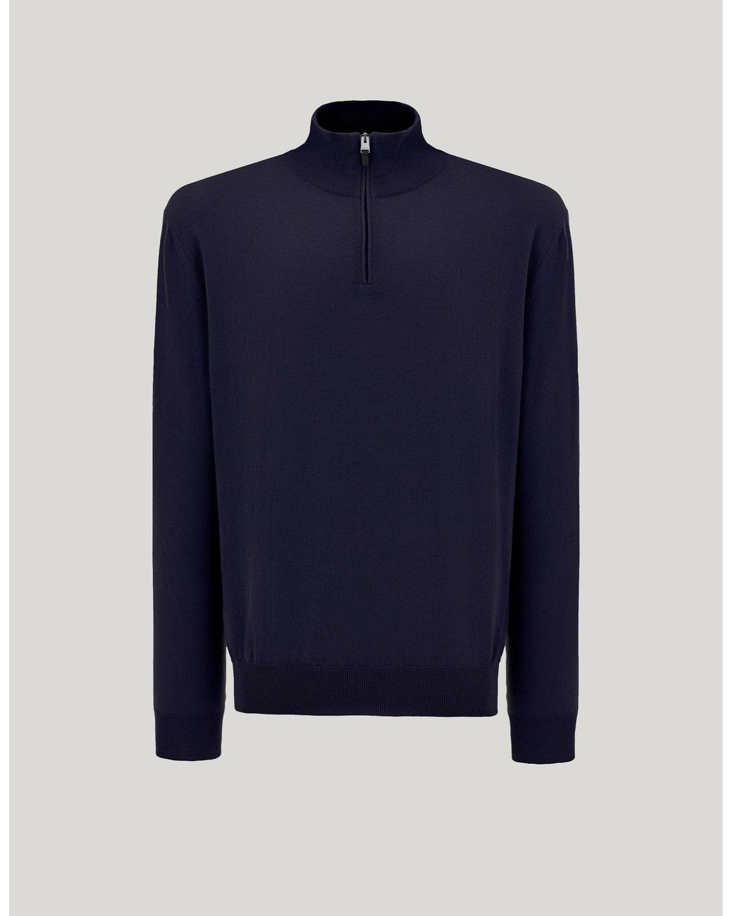 Canali Blue Cashmere Zippered Mock Neck Sweater for men